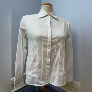 Fitted White Collared Blouse
